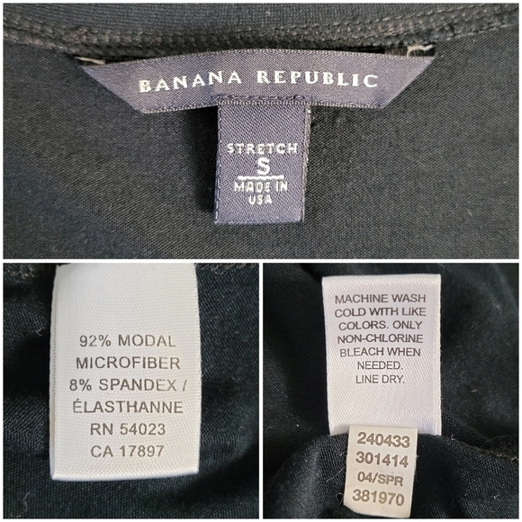 Banana Republic Vtg Black 3/4 Sleeve Stretchy Modal V-Neck Tie Front Top Size S - Picture 5 of 8